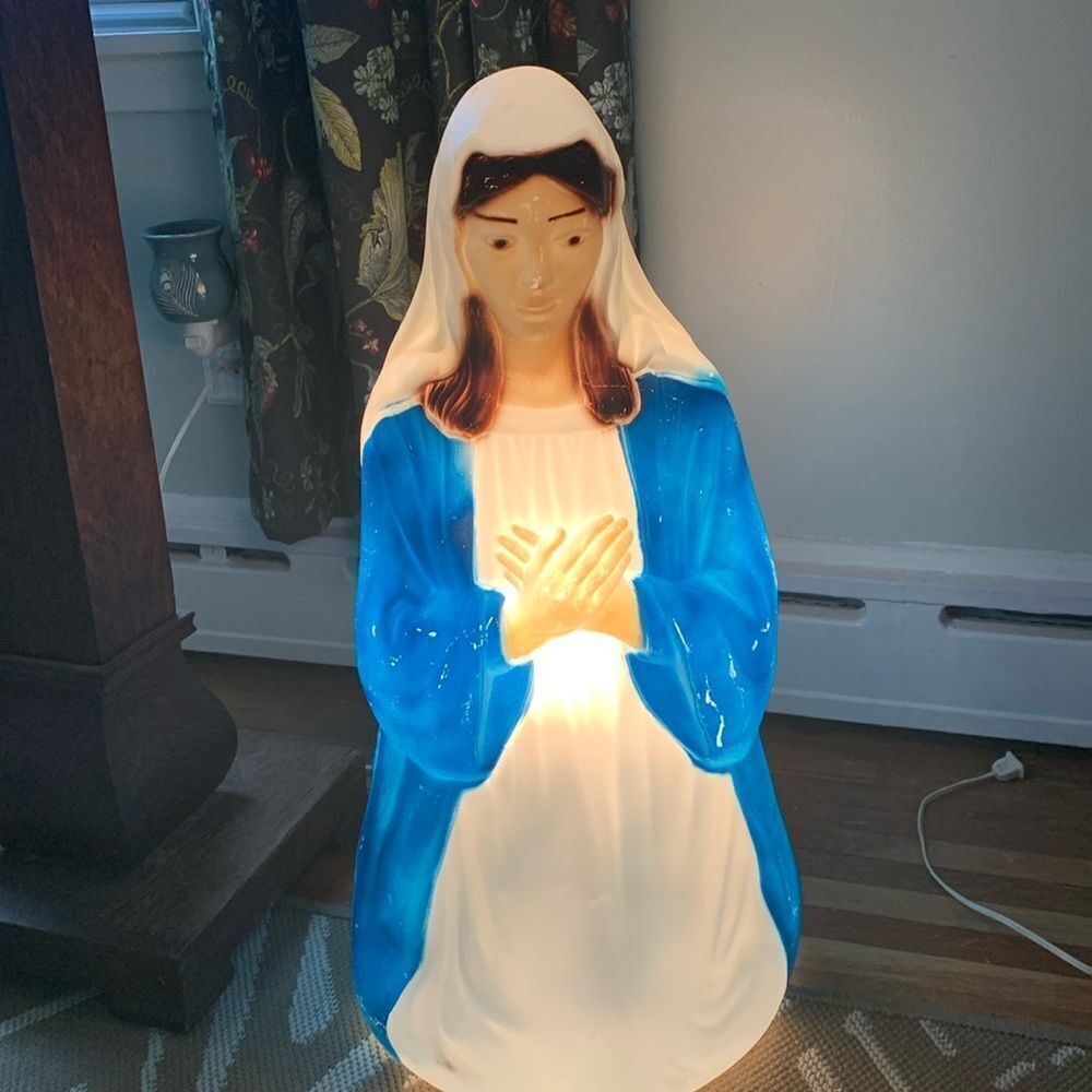 Empire Vintage Lighted Blow Mold Christmas Nativity Virgin Mary